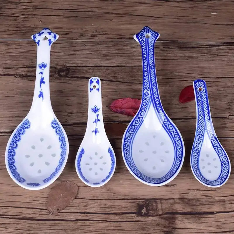 Ceramic Rice Spoon Blue And White Porcelain, Large Size Rice Noodles Spoon Kitchen Tablewear Oasis Select