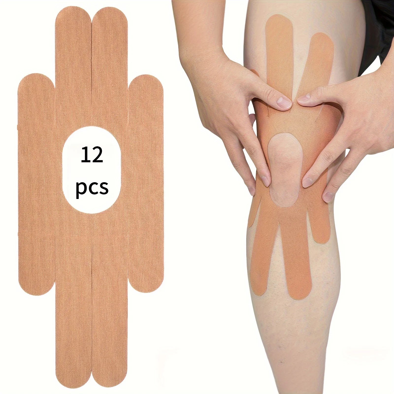 12-piece K-gel knee pad set, knee joint enhancement accessory, suitable for hiking and running - OK tape Oasis Select Light beige