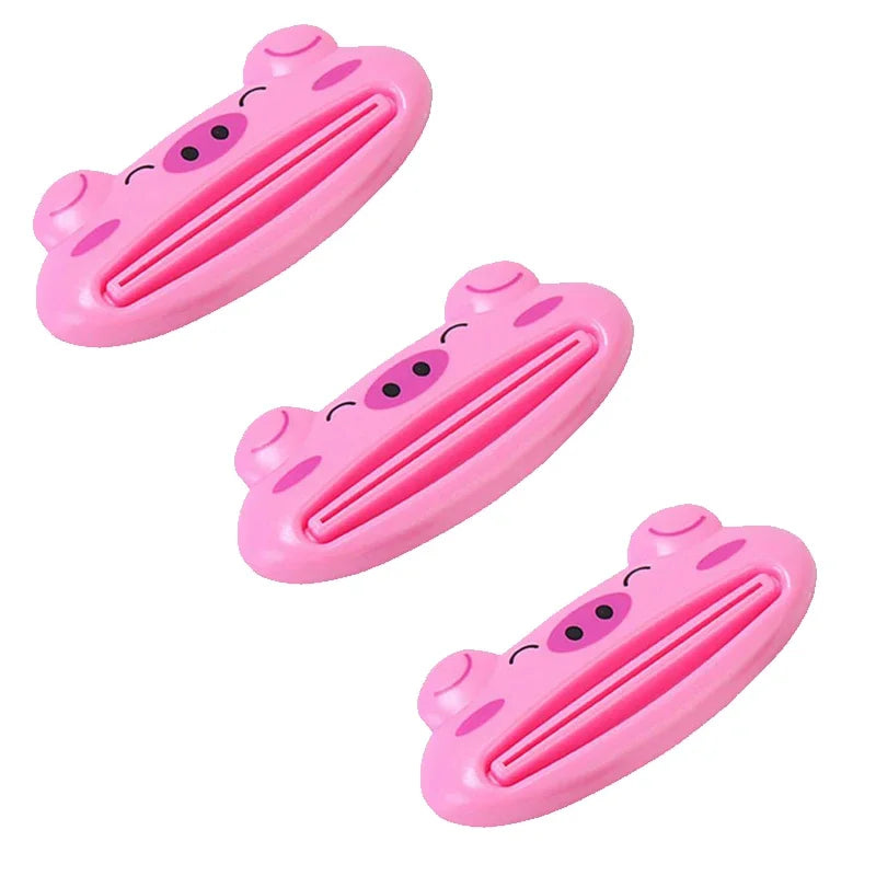 1/2/3pcs For Home Bathroom Animal Easy Toothpaste Dispenser Plastic Tooth Paste Tube Toothpaste Squeezer Rolling Holder Cocina Oasis Select 3pcs pink pig