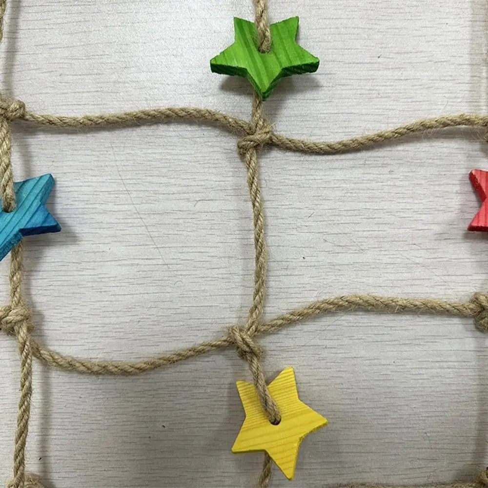 Colorful Parrot Climbing Net Bird Swing Rope Toy with Hook