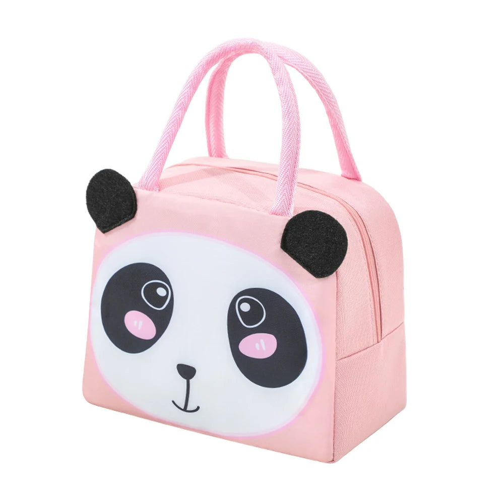 3D Cute Cartoon Lunch Box Bag for Students - Insulated Thermal Food Carrier, Portable Handheld Meal Tote with Keep Warm Pocket Oasis Select Light Pink Panda