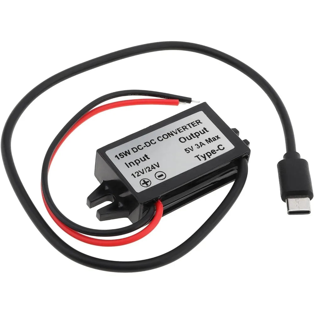 DC/DC 12V/24V To 5V Step Down Converter 3A 15W USB Type-C Interface Waterproof Buck Power Adapter Compatible With Mobile Phone Oasis Select Type-C 12V 24V 5V 3A