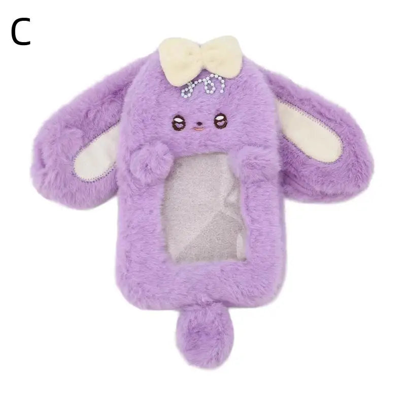 Cute Plush Rabbit Photocard Holder Soft Animal Design Anti-Scratch ID Card Case for Students School Daily Use 1Pcs Oasis Select C