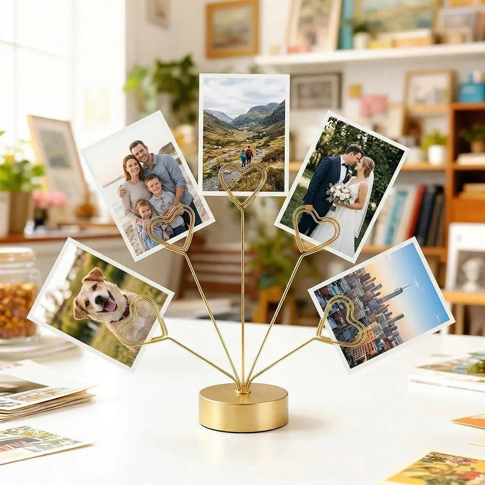 Multifunctional Creative Note Clips Stable Heart/Round Business Card Holder Portable Vertical Desktop Card Clamp Party Supplies Oasis Select