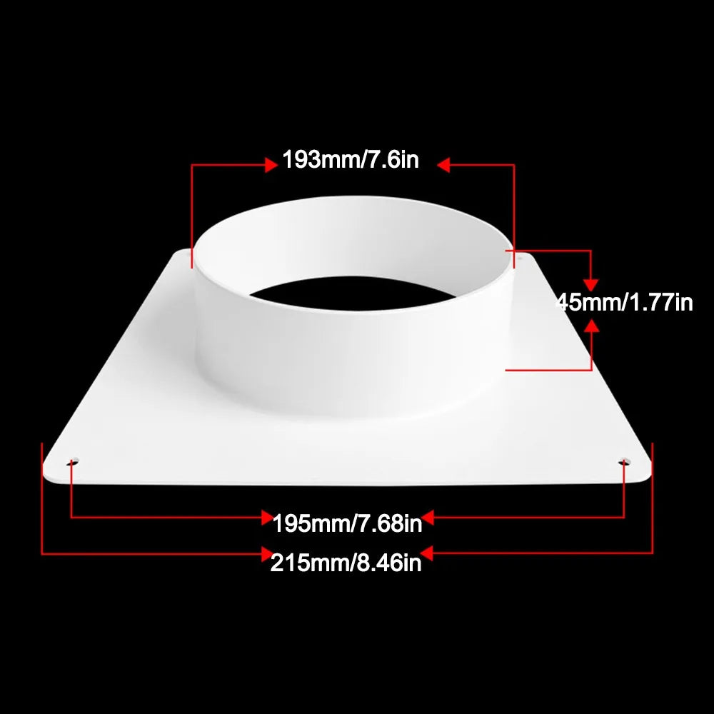High Quality Plastic Vent Pipe Adapter Flange Connector Wall-mounted Square To Round Flange Interface Exhaust Pipe Joint Oasis Select White-200mm