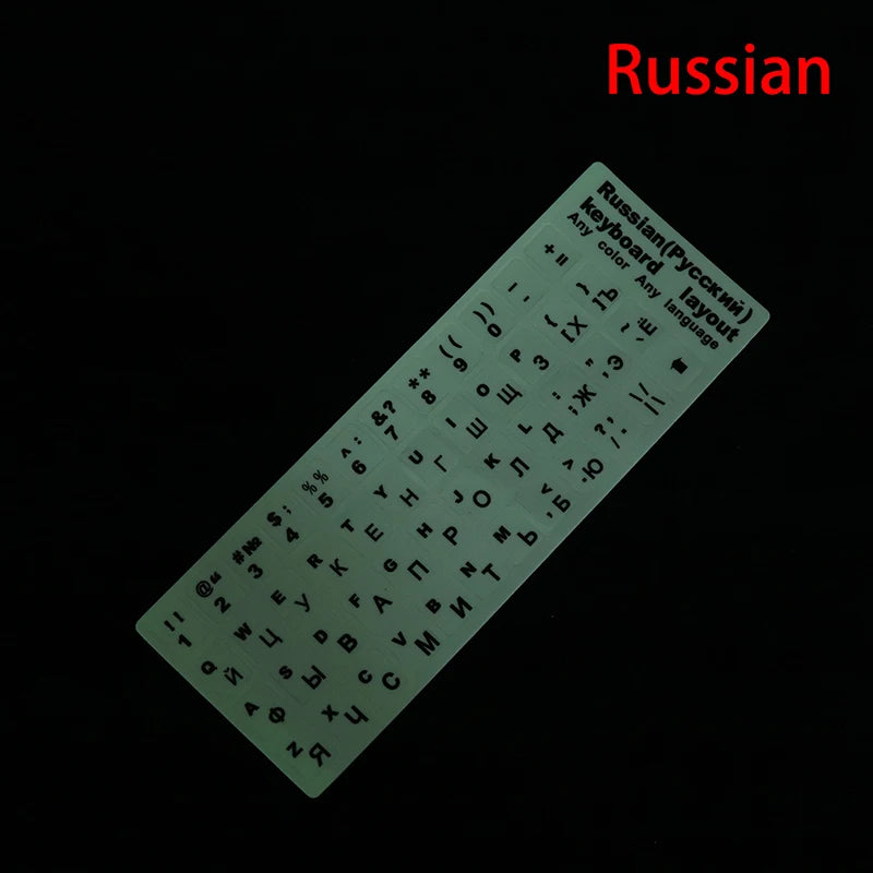 Luminous Keyboard Film Spanish,Russian,Arabic,French,English Etc Language Fluorescent Keyboard Letter Protective Stickers Oasis Select A