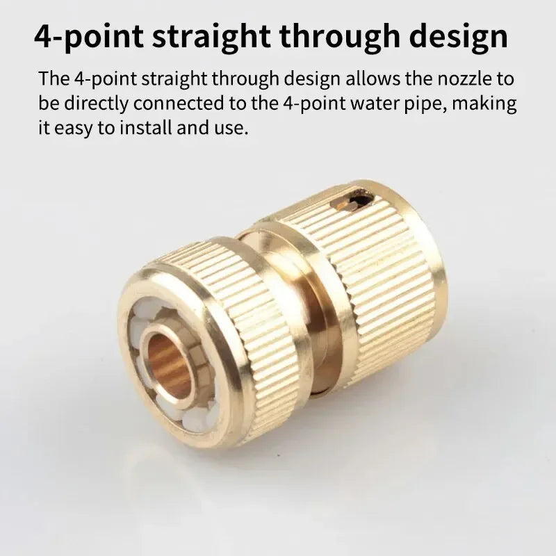 4-point Water Pipe Quick Connector Copper High Pressure Coupling for Water Gun Adapter Joints Garden Irrigation Accessories Oasis Select