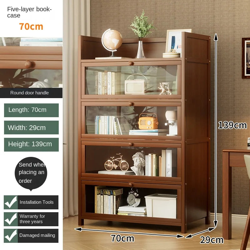 Bookshelf, bookcase, dust-proof floor-standing storage rack, household children and students storage rack with doors Oasis Select Five floors 70