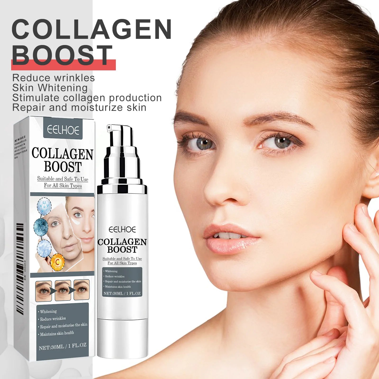 EELHOE Collagen Booster Face Cream Moisturizing Firming Skin Care for Women Reduces Wrinkles Fine Lines Hyaluronic Acid Skincare Oasis Select