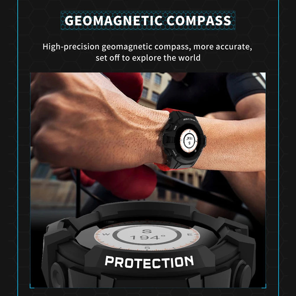 Men Smartwatch Waterproof Health Monitor Blue Tooth Call 1.62" Outdoor Smart Watch Compass LED Lighting Map Sport Fitness Music Oasis Select