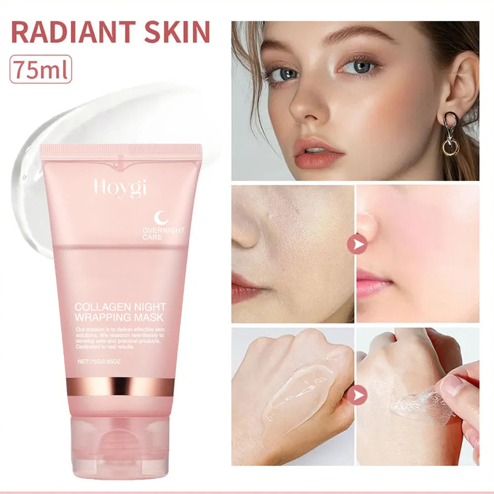 Collagen Overnight Wrapping Peel Off Facial Mask Set Korean Collagen Night Wrapping Mask Deeply Hydrates Night Care Mask Cream Oasis Select