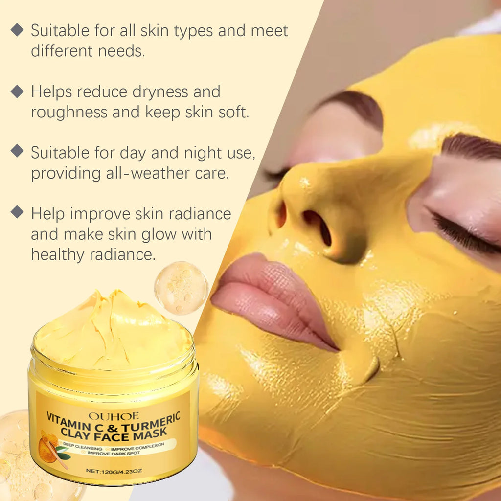 Turmeric Vitamin C Facial Mask Deep Cleansing Hydrating Exfoliating Pore Minimizing Nourishing Skin Care Mud Mask Oasis Select