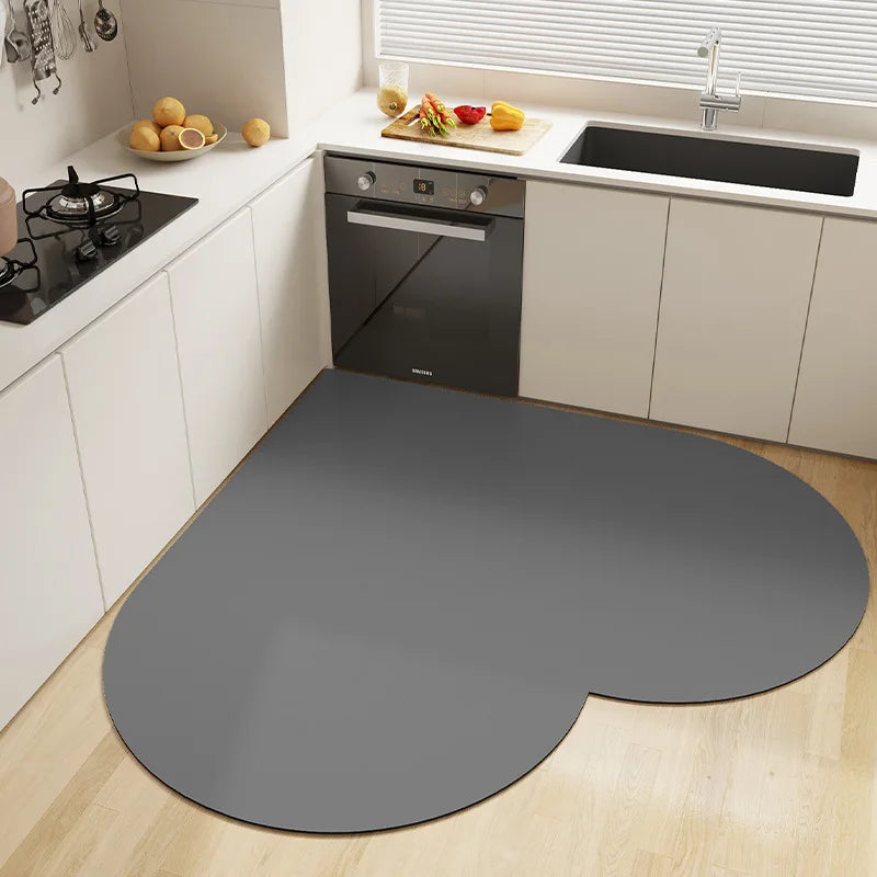 Absorbent Corner Kitchen Floor Mat Long Fan Diatomite Kitchen Rug Soft Washable Carpets Anti Slip Bathroom Entrance Doormat Oasis Select F 70X70cm