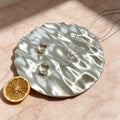 Wavy Silvery Jewelry Display Tray, Irregular Ripple Texture Trinket Plate for Earrings, Rings, Photography Prop Vanity Decor Oasis Select white