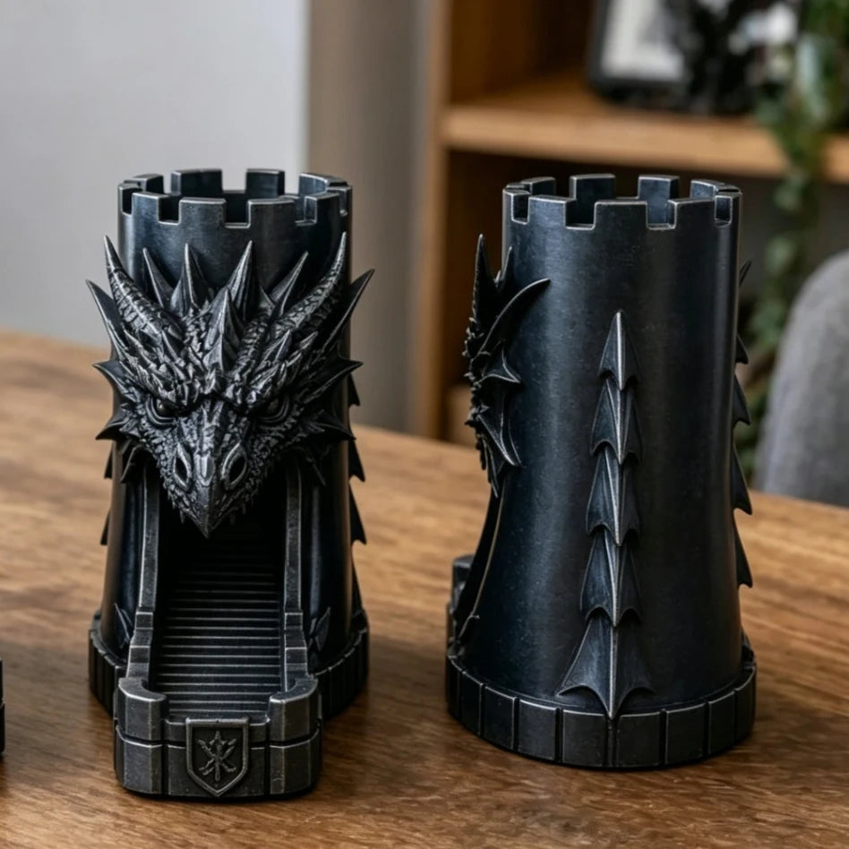 3D Printed Dragon Dice Tower Stair Rolling Design Desktop Game Ornament Retro Style Table Decor Creative Holiday Xmas Gift Oasis Select