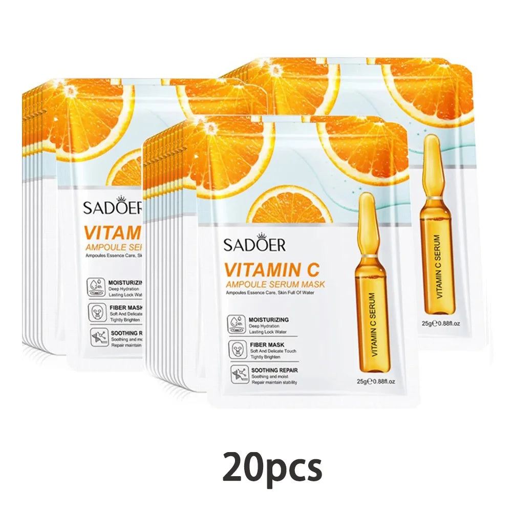 10/20/30pcs 24K Gold Vitamin C Hyaluronic Acid Face Mask Facial Moisturizing Firming Hydrating Facial Masks Skin Care Products Oasis Select Type C 30pcs