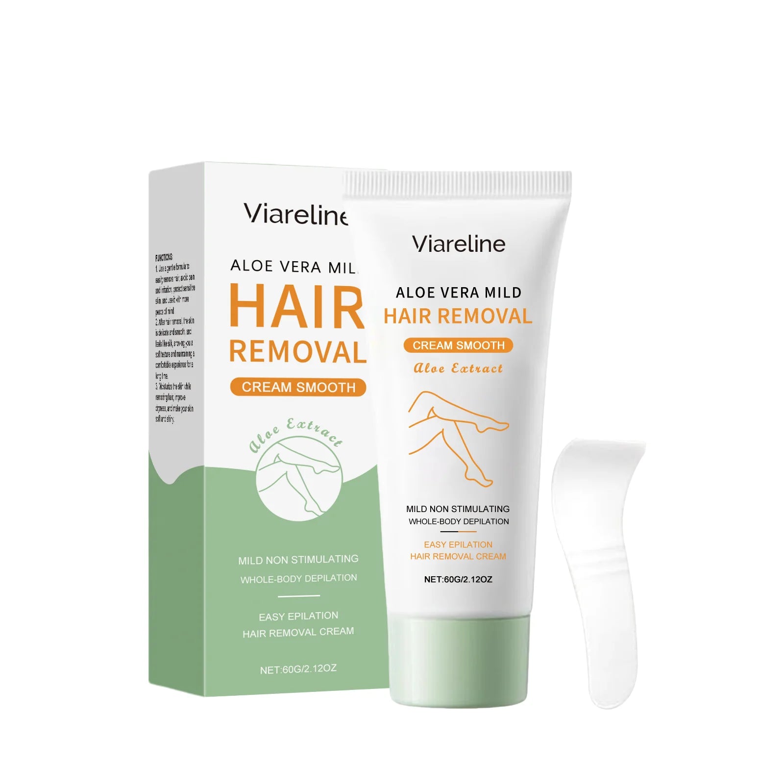 Aloe Vera Hair Removal Cream Health Painless Hair Remover Growth Inhibitor for Men Woman Reduce Itching Redness Sooth Skin Care Oasis Select 60g boxed
