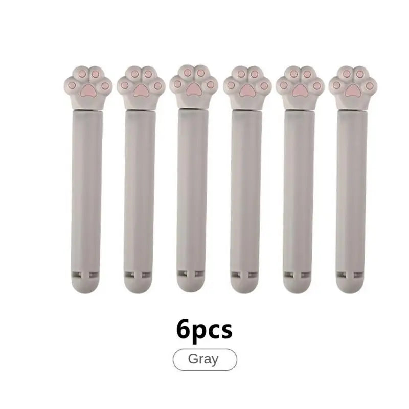 6pcs Cute Cat Claw Closure Clip Food Bag Clip Kitchen Snack Food Preservation Sealed Clip Kitchen Accessorie Tools Oasis Select gray