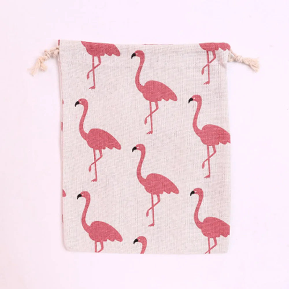 Cotton Linen Drawstring Gift Bags | Printed Patterns, 3 Sizes