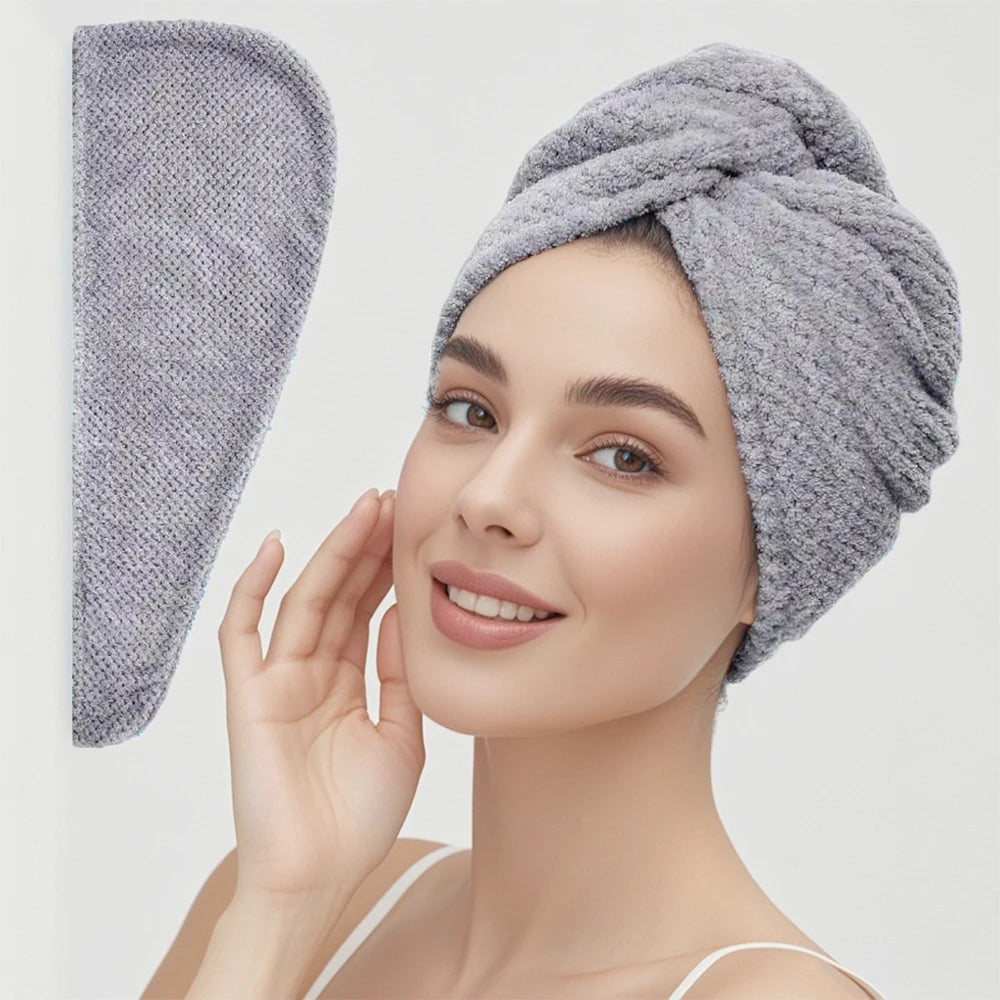 Absorbent Hair Towel Wrap with Button Closure – 9.8"×25.5"
