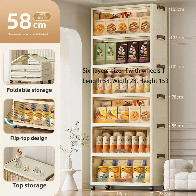 Multi-functional Simple folding storage cabinet Plastic multi-layer bag wardrobe storage box living room storage cabinet Oasis Select 58Cm6layerbrown