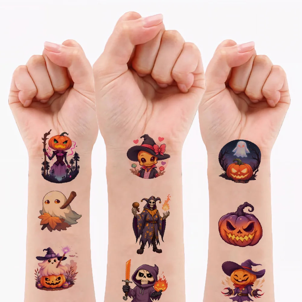 54pcs Halloween Temporary Tattoo Stickers – Waterproof Body Art Temporary Tattoo Stickers Oasis Select