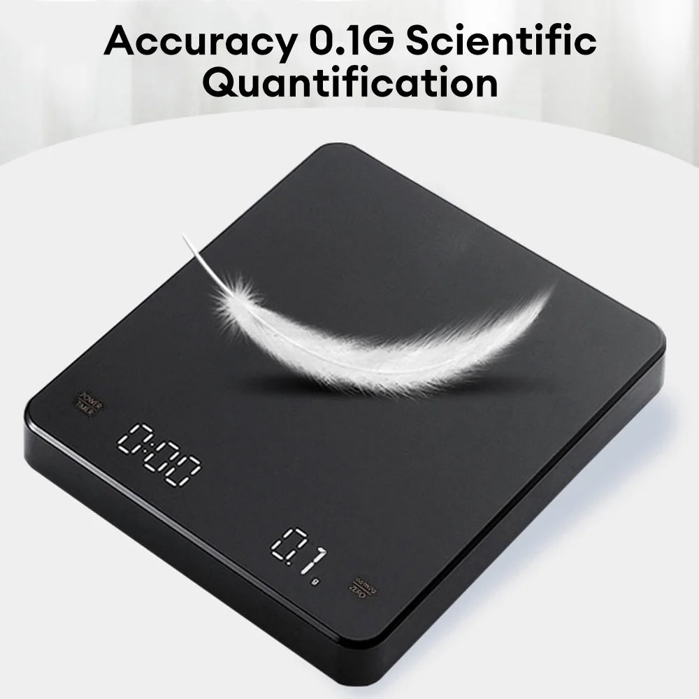 Digital Rechargeable Coffee Scale with Timer LED Screen Espresso USB 0.1g to 3kg High Accuracy Measuring Kitchen Scale Oasis Select