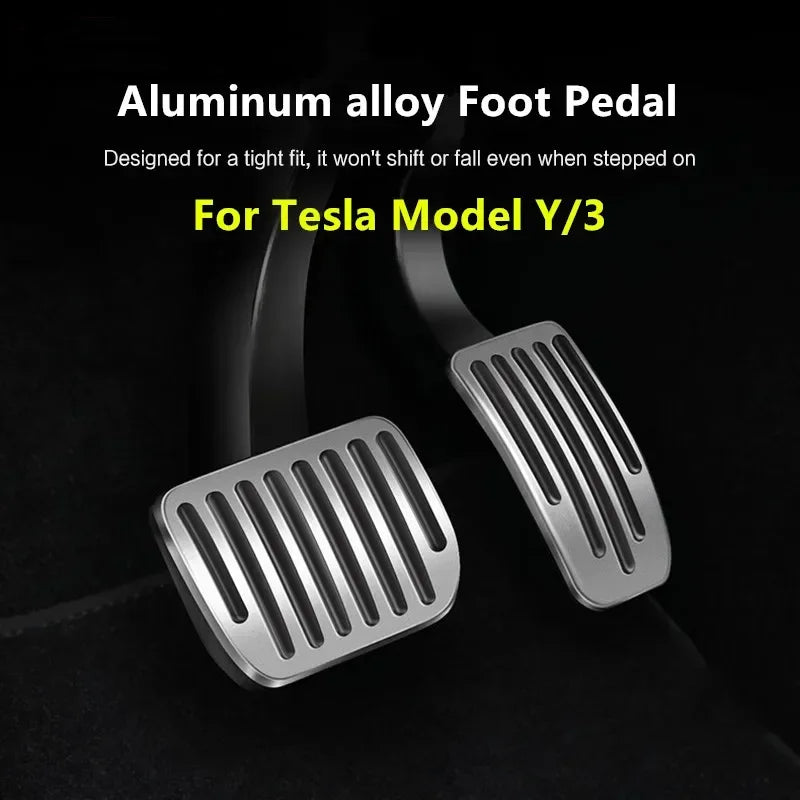 Futhope Car Foot Pedal Pads Covers For Tesla Model 3 Y Highland 2021-2024 Litchi grain anti Slip Accelerator Brake Rest Pedal Oasis Select