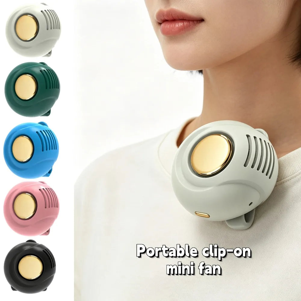 Portable Clip-on Mini Fan Handheld Wearable Bladeless Snap On Silent Fan USB Charging For Camping Travel Working Oasis Select