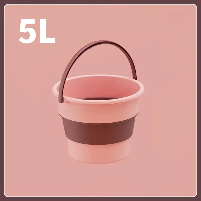 5/10/17L Collapsible Plastic Bucket Portable Water Container for Car Washing Fishing Camping Beach Trips and Household Cleaning Oasis Select Pink 5L
