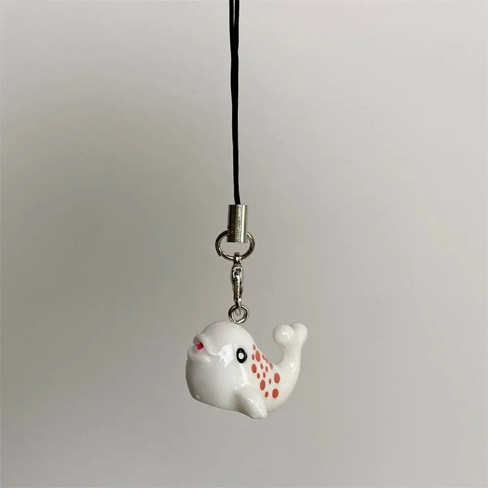 Jelly Sea Creature Phone Charms Blue Shark Sea Hare Black Whale Pink Axolotl Fish Phone Chain Cute Accessories Lanyard Keychain Oasis Select White dolphin