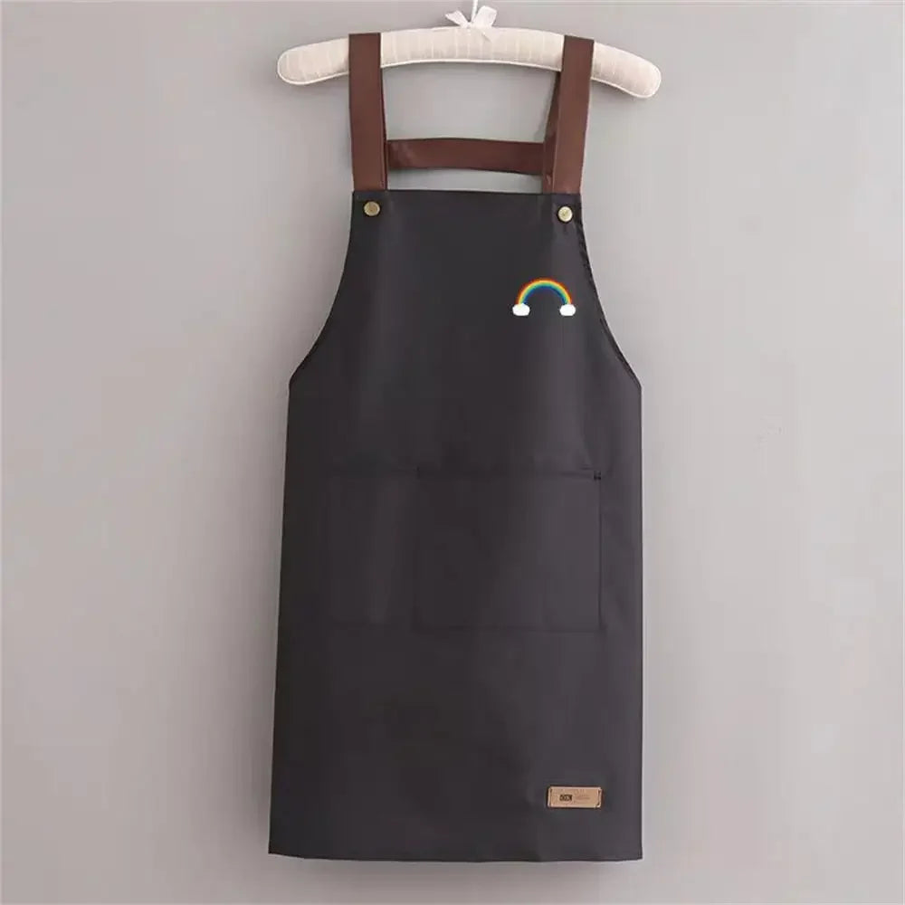 Waterproof Anti-Oil Kitchen Apron with Zipper Pocket | PVC
