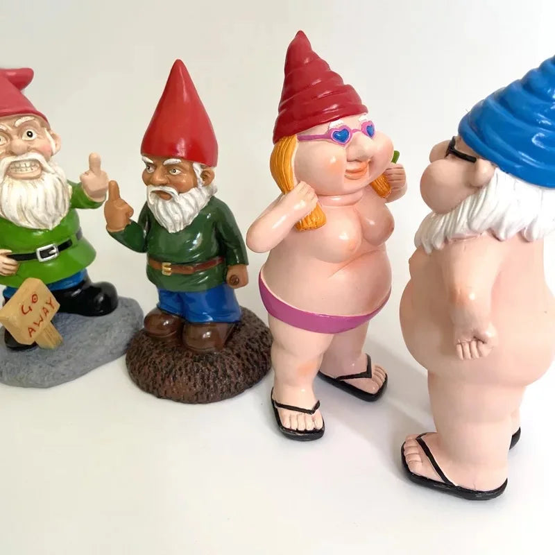 Rebellious Garden Gnome Statue Making a Rude Gesture with Long White Beard Funny Outdoor Decor for Garden Yard Gift for Friend Oasis Select
