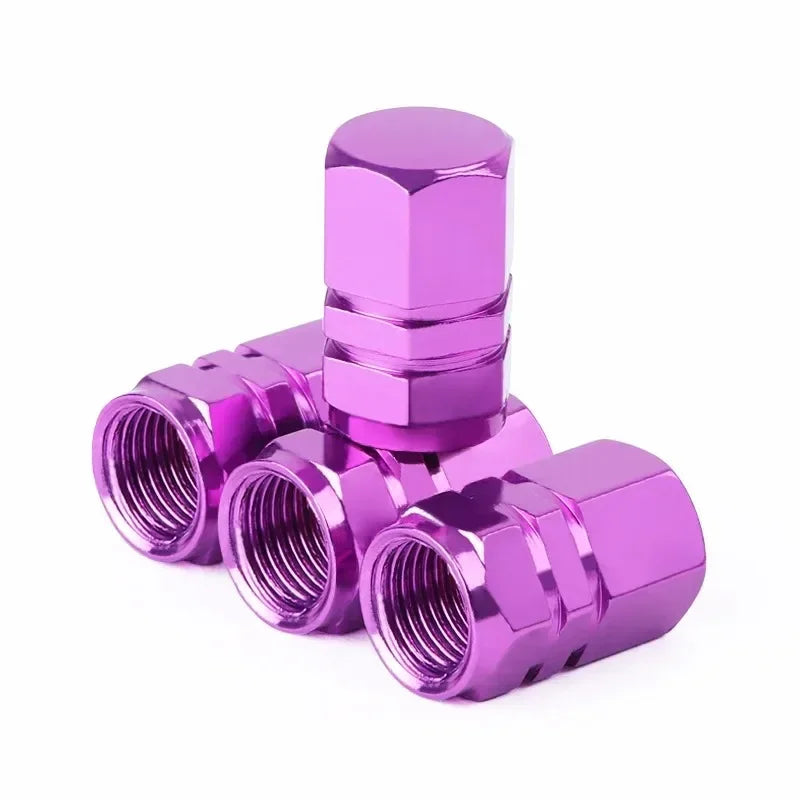 4/8Pcs Universal Premium Aluminum Car Tyre Air Valve Caps Bicycle Tire Valve Cap Car Wheel Styling Red Black Blue Silver Gold Oasis Select purple 4pcs
