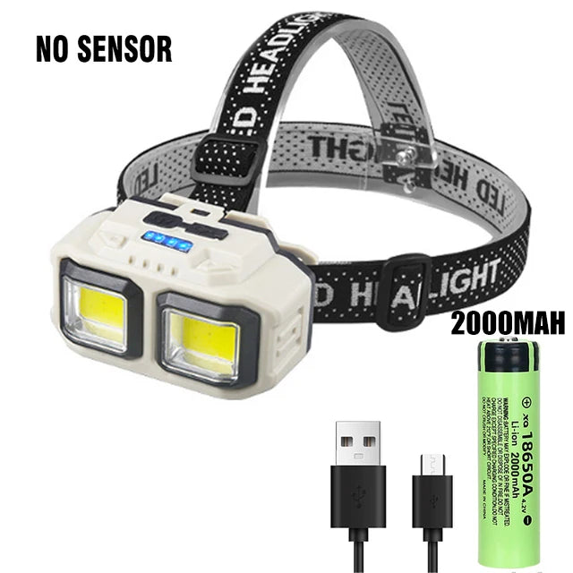 KDULIT LED Headlamp 4 Modes Sensor Type-C Rechargeable IPX4