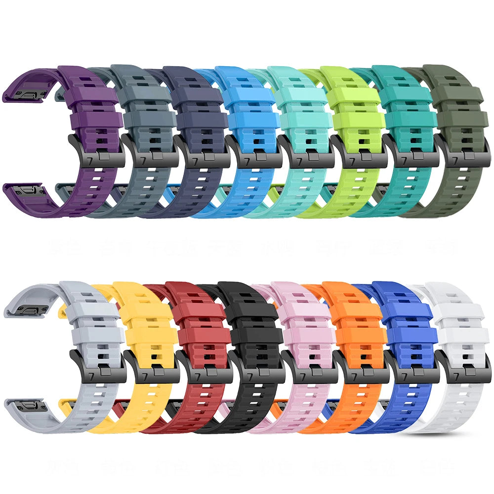 QuickFit Silicone Watch Band for Garmin Fenix 7 6 – 22mm & 26mm Silicone Watch Band Oasis Select