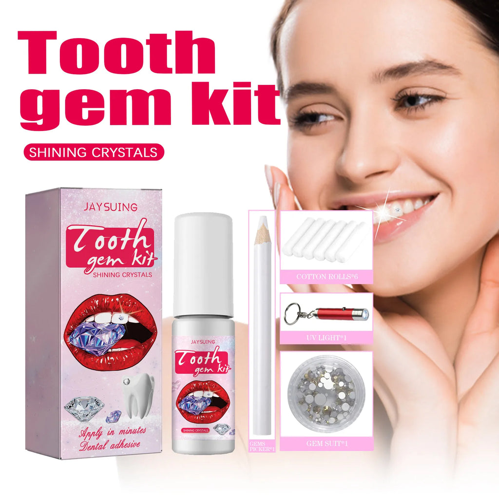 Tooth Gem Set White Rhinestone DIY Dental Jewelry Beautiful Easy To Remove Install Sturdy Gems With Curing Light And Glue Oasis Select
