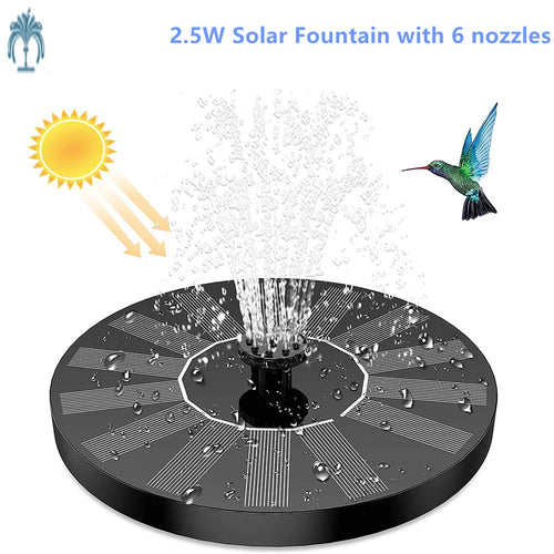 1.5W Solar Fountain Pump, with 6 nozzles Solar Bird Bath Fountain, Water Pump Floating Fountains Suitable for Ponds Oasis Select