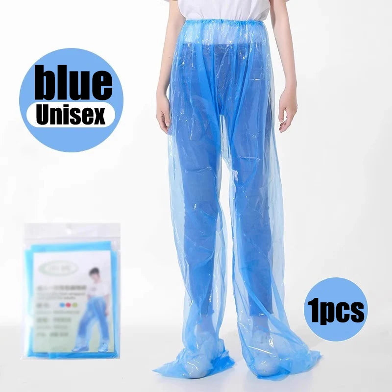 1/6 Pcs Disposable Raincoat Pants Portable Splash Proof Split Raincoat Outdoor Travel Drifting Cycling Feet-wrapped Rain Pants Oasis Select blue-1pcs