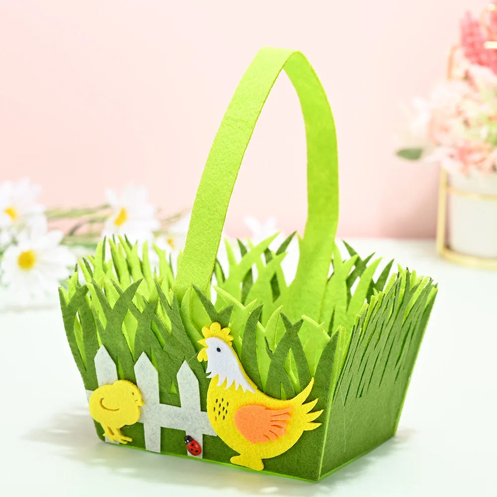 Easter Egg Basket Square Handheld Gift Packaging Bag Felt Kids Cookie Candy Bags Easter Party Birthday Party Favors Gift Decor Oasis Select Style 2 Other