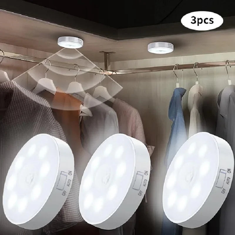 Motion Sensor LED Night Light USB Rechargeable 3-Pack