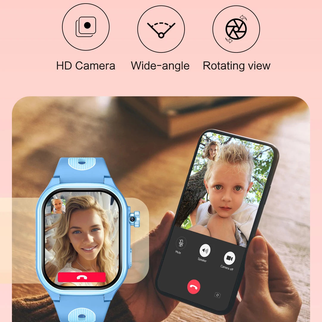 4G Kids Smart Watch Video Call GPS Wifi Location SOS Call Back Monitor Smart Watch Children HD Camera 2+16G APP Download Gifts Oasis Select