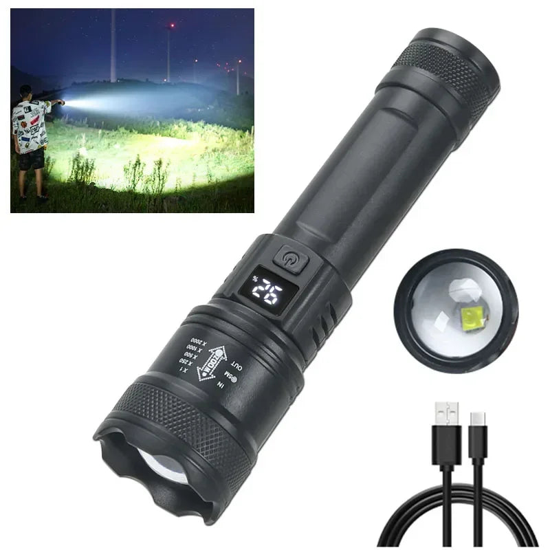 KDULIT LED Zoom Flashlight | Type-C Rechargeable & Digital Display