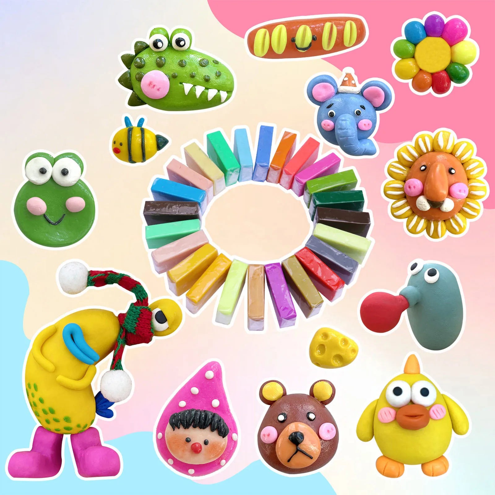 Colors Polymer Clay Blocks With Tools Kit Molding Craft Oven Bake Beginer Kids Diy Earrings Dolls Jewerly Accessories Oasis Select