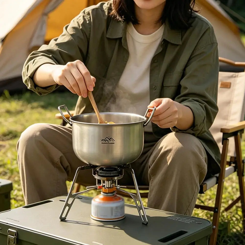 Ultralight Titanium Camping Soup Pot, Portable Foldable Bowl Handle Backpacking Pot for Hiking Trekking Picnic Fishing Cooking Oasis Select