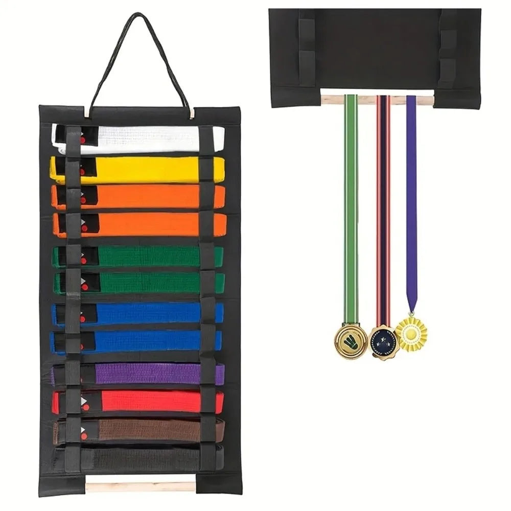 Karate Belt & Medal Display Storage Rack – Felt Hanging Bag