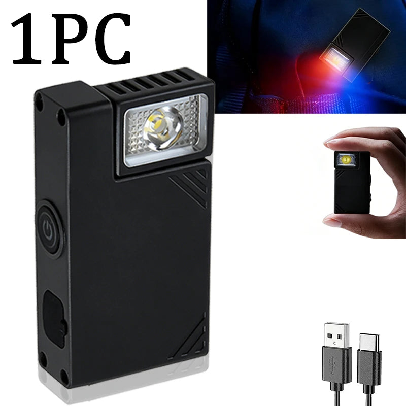 Mini LED Handheld Flashlights USB Rechargeable LED COB Work Lights Waterproof Keychain Emergency Lantern For Outdoor Camping Oasis Select Black