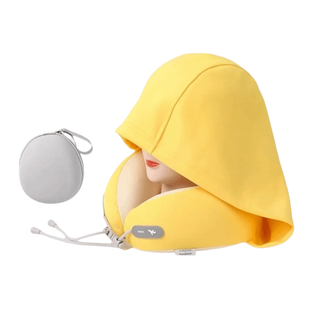 Hooded U-Shaped Travel Neck Pillow | Ice Silk Memory Foam