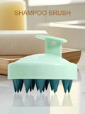 Silicone Shampoo Scalp Hair Massager Head Body Scalp Massage Brush Scalp Massage Brush Comb Magic Handle Brush Spa Massage Brush Oasis Select 266-Green