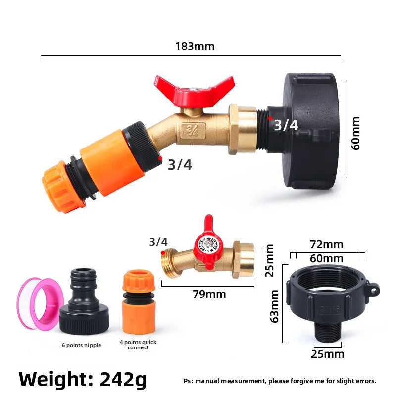NPS 3/4Thread IBC Tank Faucet Adapter Nipple Garden Hose Quick Connect Alloy Tank Valve Oasis Select C